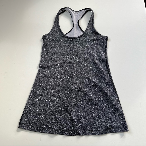 lululemon athletica Tops - Lululemon Cool Racerback Tank Sz 2 Speckled Black White Spray Jacquard Yoga Gym